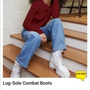 Lug sole combat boots in WHITE